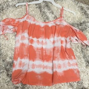peachy cold shoulder blouse